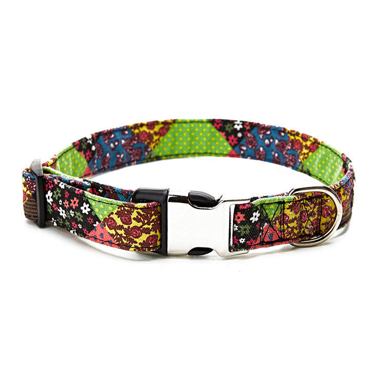 Ethnic style half metal dog collar