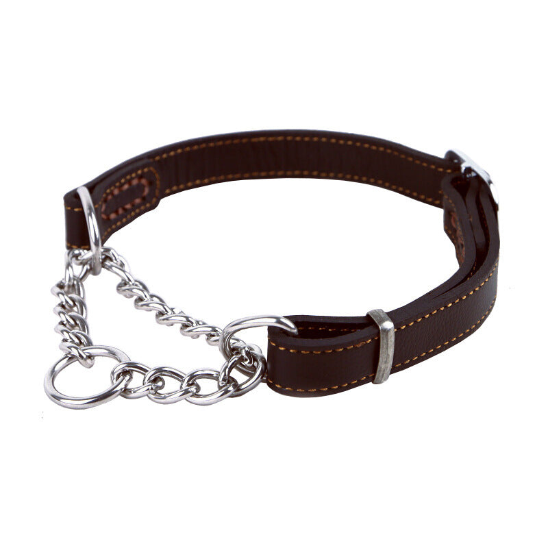 Martingale dog Collar-Semi-controlled P Chain Collar- Cowhide- For dogs