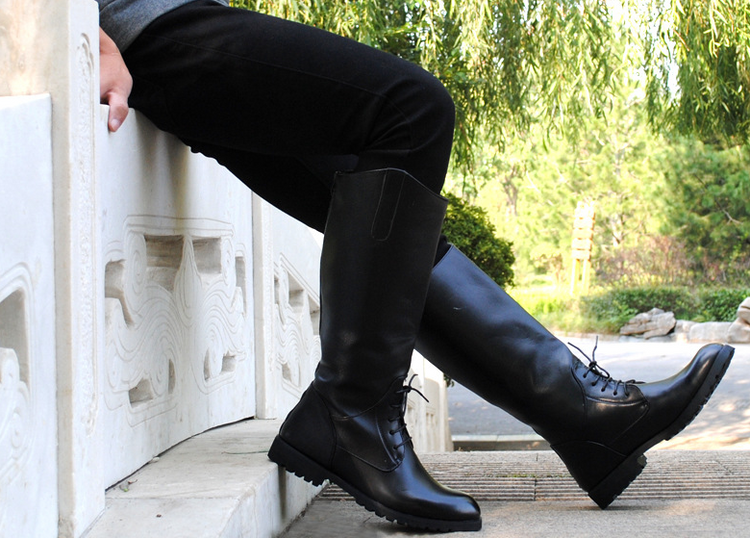 Botas de equitação para mulheres homens botas longas de couro à prova d'água preto marrom joelho botas altas