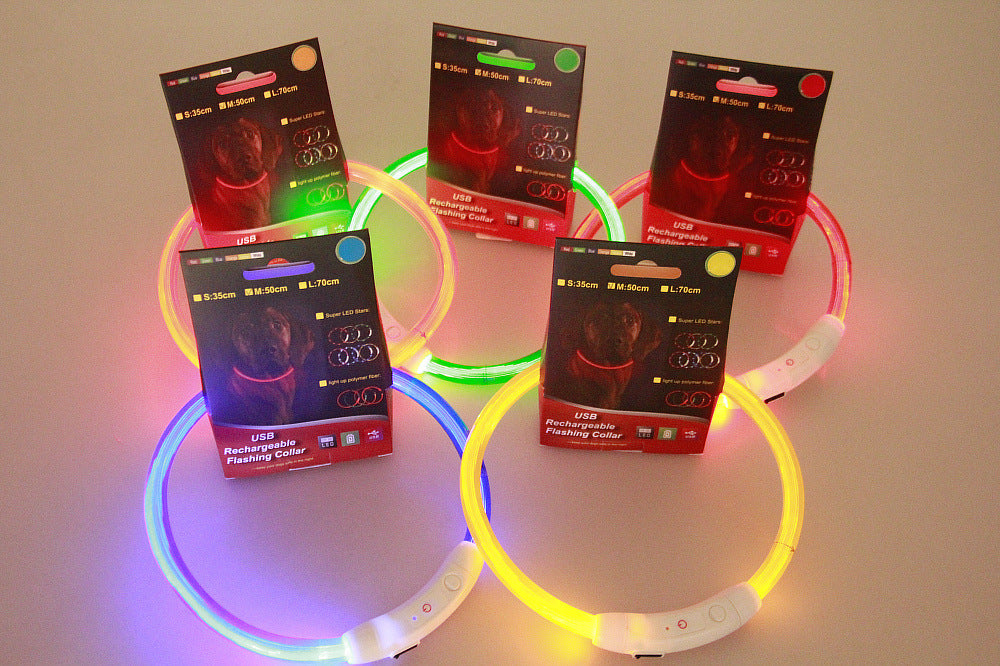 Pet Flashing Collar- USB Rechargeable -Glowing Necklace- Safety Collar Light Up Collars for Night Walking.