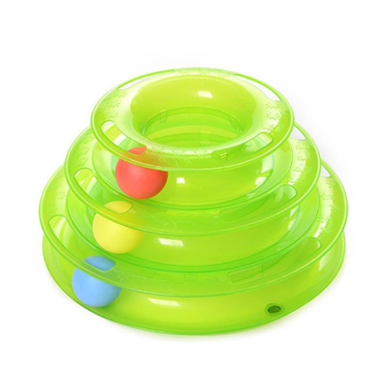 Brinquedo engraçado para animais de estimação, alta qualidade, brinquedos para gatos, inteligência, disco triplo, bolas de brinquedo para gatos, animais de estimação, verde, laranja