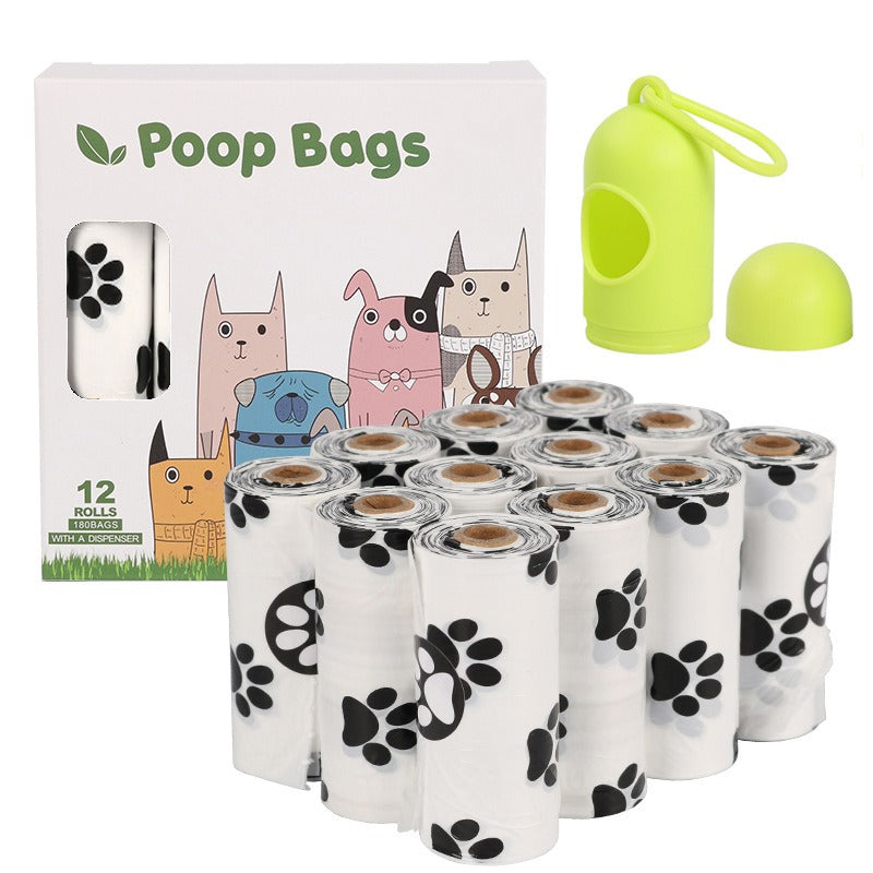 White Footprint Dog Poop Collection Bag -D2W Photo Oxygen Degradation Pet Garbage Bag