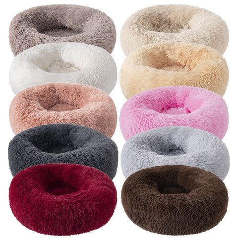 Long Plush Round Pet House Dog Bed Winter Cat Mat Pet Mattress Pet Supplies