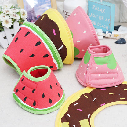 New Arrival Lovely Cartoon Fruit Donut Pet Dog Collar- Padded Comfortable Surgery Recovery- Adjustable Elizabethan Collars For Dog