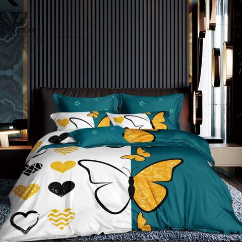 Big Slab Flower Printing And Dyeing Bed Linen Four-piece Bedding