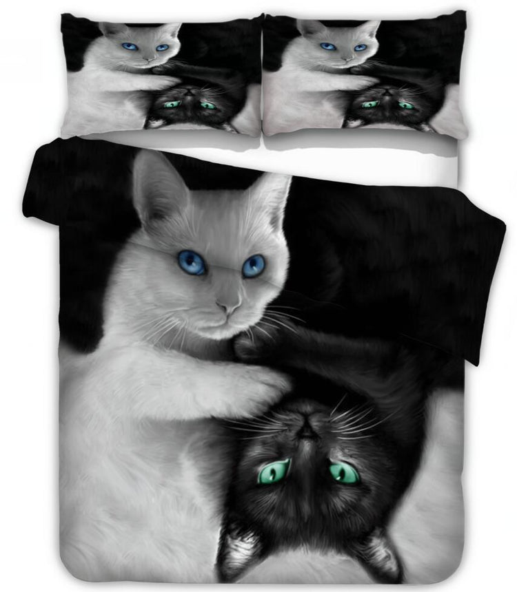 Animal 3 DHome Roupa de cama têxtil - Capa de edredão - Capa de edredão para cama - Capa de cama com design de gato