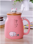 Ceramic Cat tea mug with lid and spoon