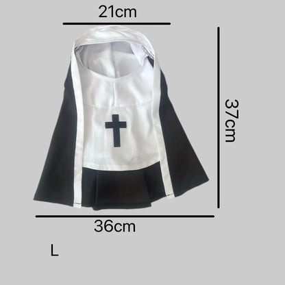 Nun Dog Costume For Small Medium Dogs Halloween Cosplay Outfit Black White Cloak Dress