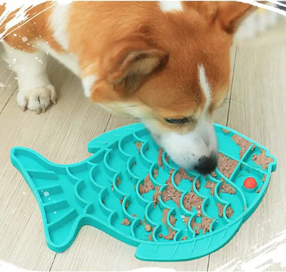 Fish Shaped Silicone Lick Mat For dogs/cats-Dog Anti Gulping Choking Feeder- Puppy Treat Dispenser