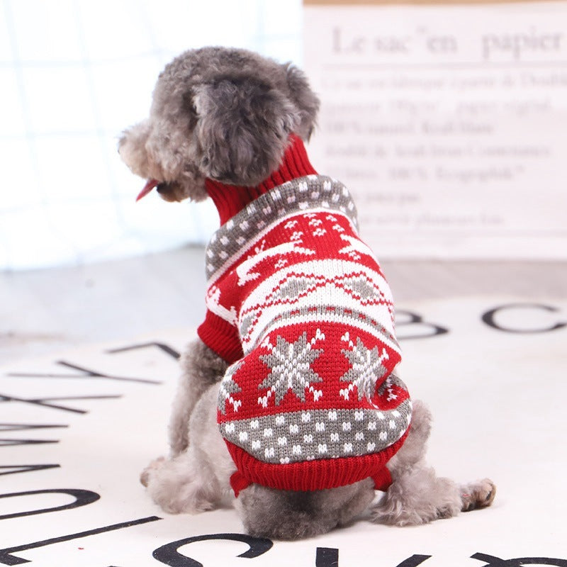 Christmas Print- Pet Dog Turtleneck Knitted Sweater