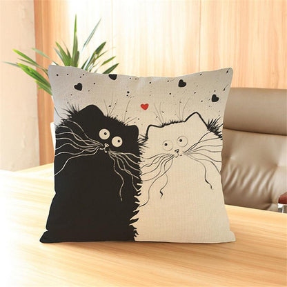 Cute Cartoon Pattern Anime Pillowcase Cat Pillow Case Married Couples Kitten Cushions Cover Outdoor Chair Cushions