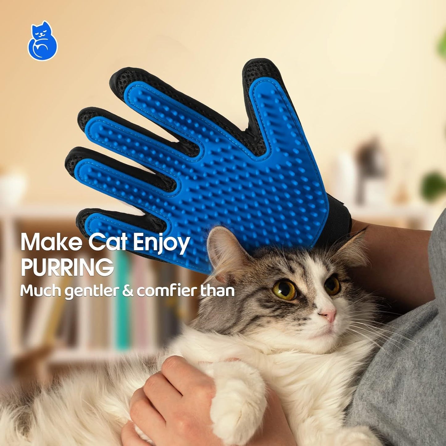 Upgrade Pet Grooming Gloves- Cat Brushes For Gentle Shedding - Efficient Pets Hair Remover Mittens