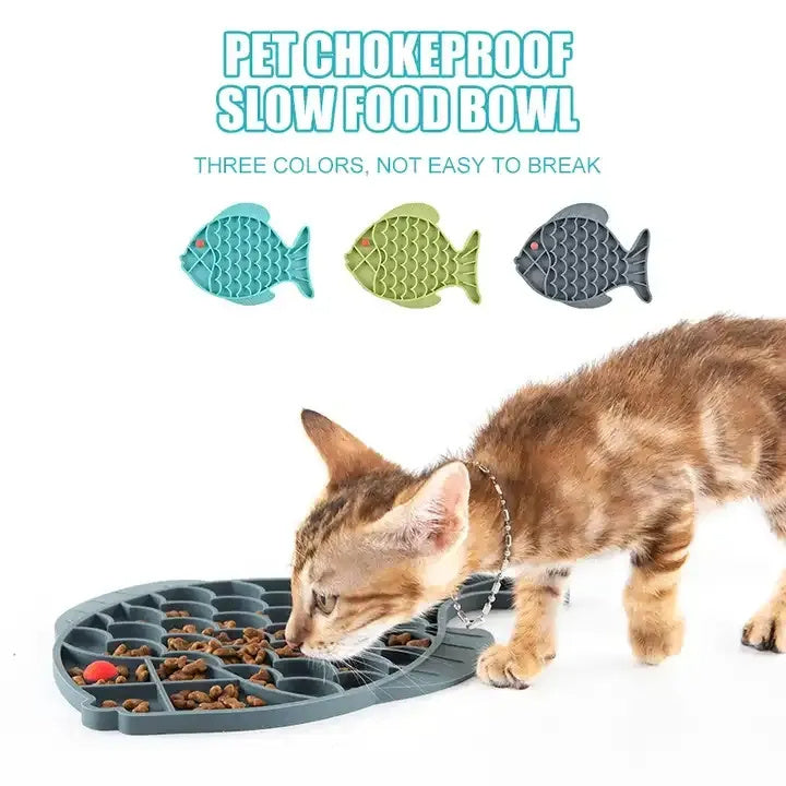 Fish Shaped Silicone Lick Mat For dogs/cats-Dog Anti Gulping Choking Feeder- Puppy Treat Dispenser