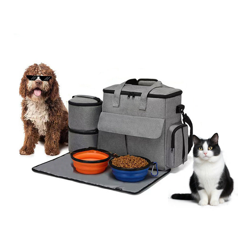 Dog Travel Bag Kit- Pet Bag Out Travel Convenient- Large-capacity Backpack Outdoor Travel Traveling -Storage Bag Mat