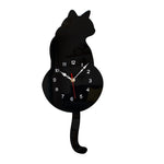 Wall clock, living room, household cartoon clock, cat tail swing clock, wall decoration, quartz clock