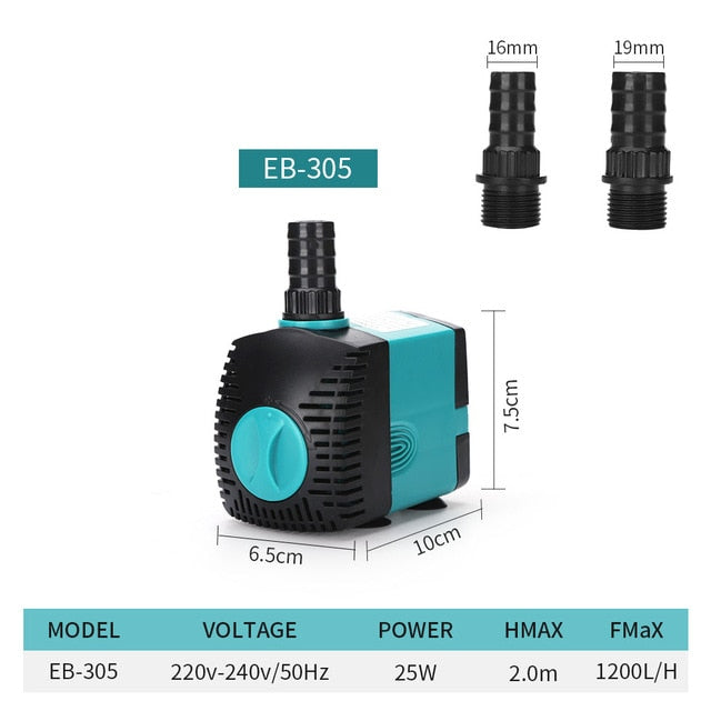 3W 6W 10W 15W 25W Ultra-Quiet Submersible Water Fountain Pump- Filter Fish Pond Aquarium Water Pump Tank Fountain 220V-240V