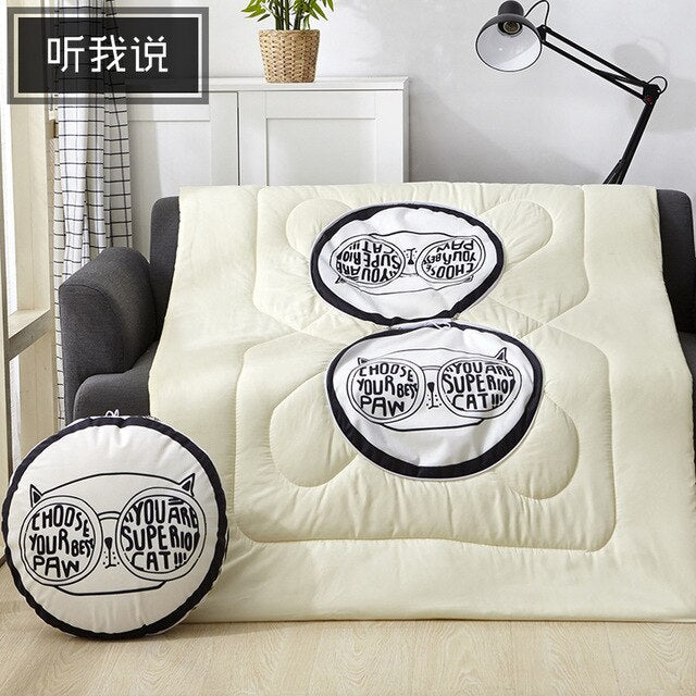 Cartoon Round print cat Pillows