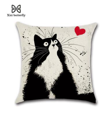 Cute Cartoon Pattern Anime Pillowcase Cat Pillow Case Married Couples Kitten Cushions Cover Outdoor Chair Cushions