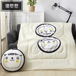 40cm Multifunction Cartoon Cool Cat Plush Round Portable Cushion Blanket Air Conditioning Quilt Throw Pillows for Car Sofa