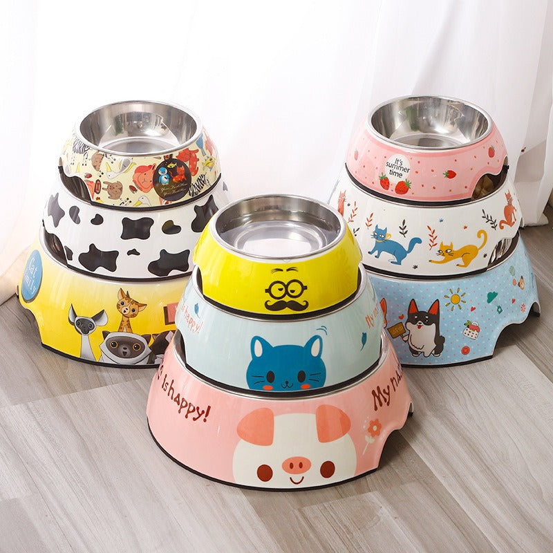 Minebea Pet Bowl Cartoon Dois em Um Tigela para Cachorro Tigela de Água Tigela para Cachorro de Aço Inoxidável