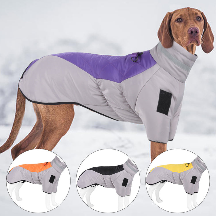 Roupas para animais de estimação outono e inverno - roupas grandes e grossas para cães - roupas acolchoadas de algodão quente e reflexivo para animais de estimação. 