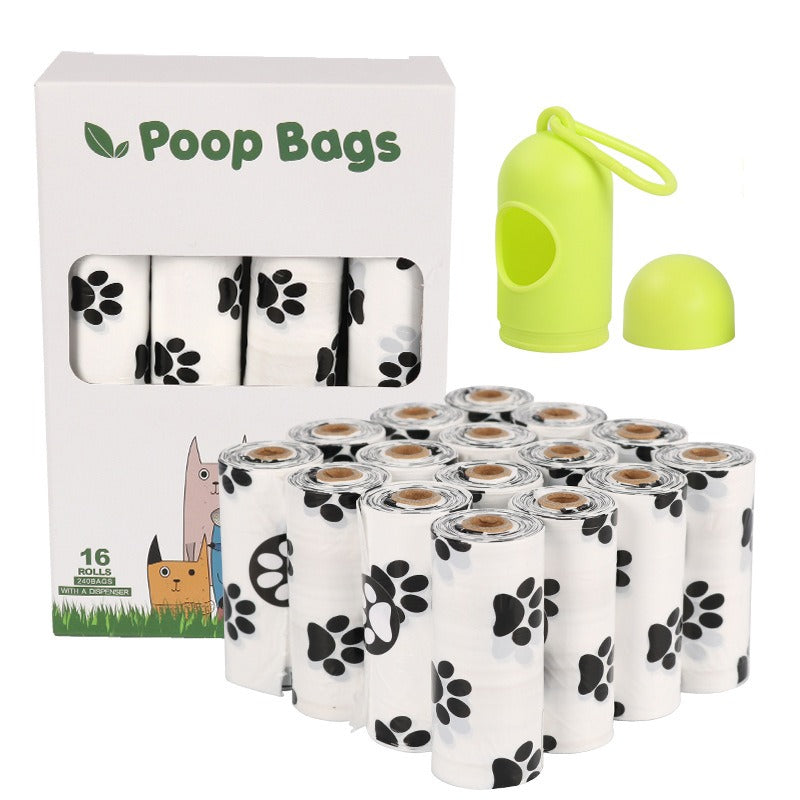 White Footprint Dog Poop Collection Bag -D2W Photo Oxygen Degradation Pet Garbage Bag