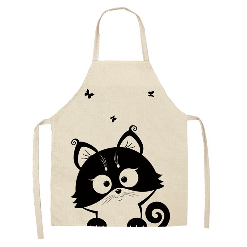 1Pcs Cotton and linen creative European and American cartoon cute cat apron