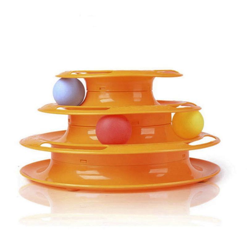 Brinquedo engraçado para animais de estimação, alta qualidade, brinquedos para gatos, inteligência, disco triplo, bolas de brinquedo para gatos, animais de estimação, verde, laranja