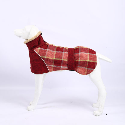 Pet Clothes Autumn And Winter- New Plaid Jacket- Cold Cotton Coat Pet Supplies