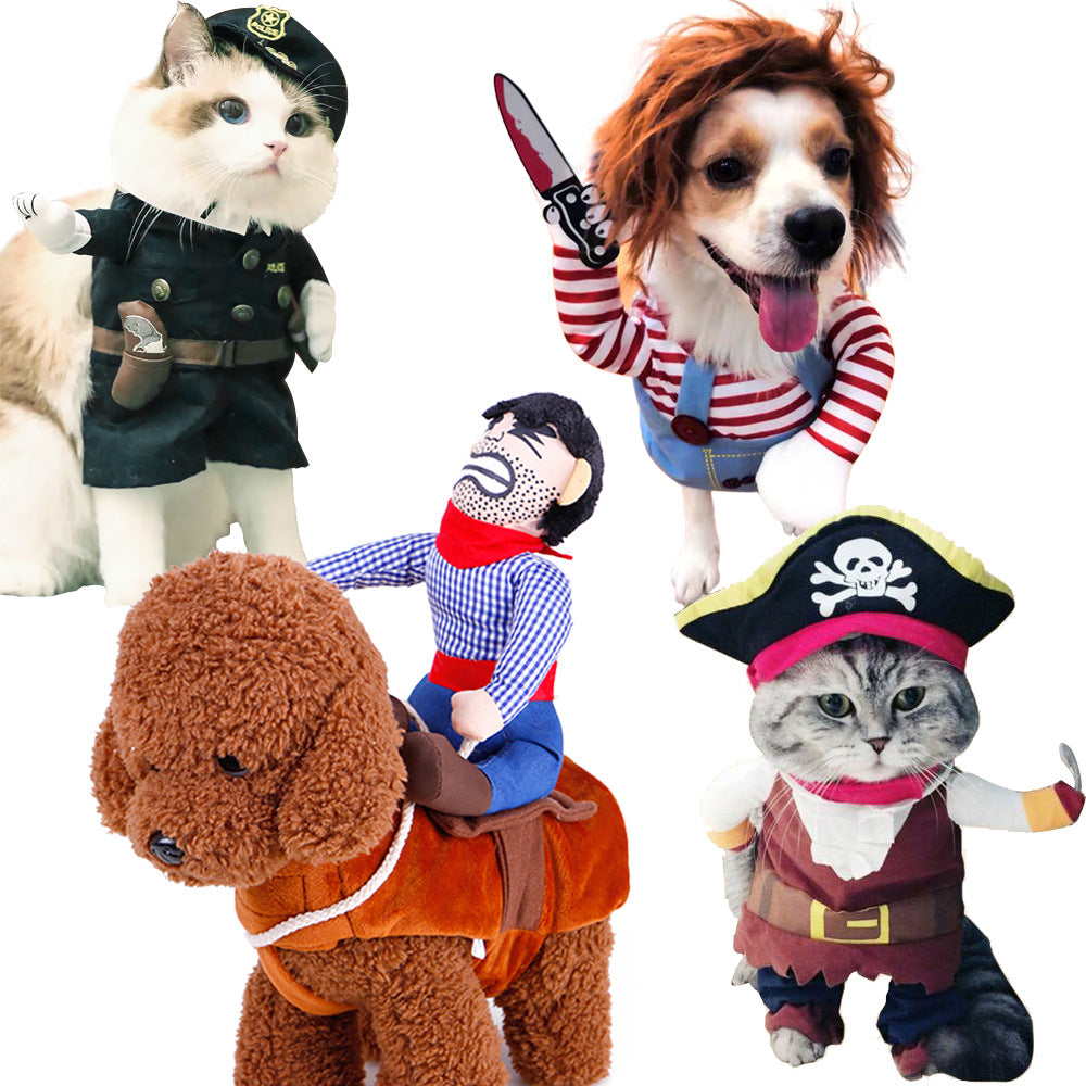 Pet Cowboy Horse Riding Transfiguration Pet Supplies Clothing Cospaly Halloween Dog Clothes