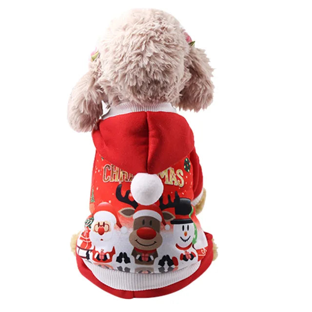 Christmas Pet dog clothes- Winter Comfortable soft Hoodied -Sweatshirts print Christmas pattern clothing