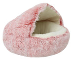 Pet Dog Cat Bed Round Plush Cat Warm Bed House Soft Long Plush Bed For Small Dogs For Cats Nest 2 In 1 Cat Bed