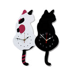 Wall clock, living room, household cartoon clock, cat tail swing clock, wall decoration, quartz clock