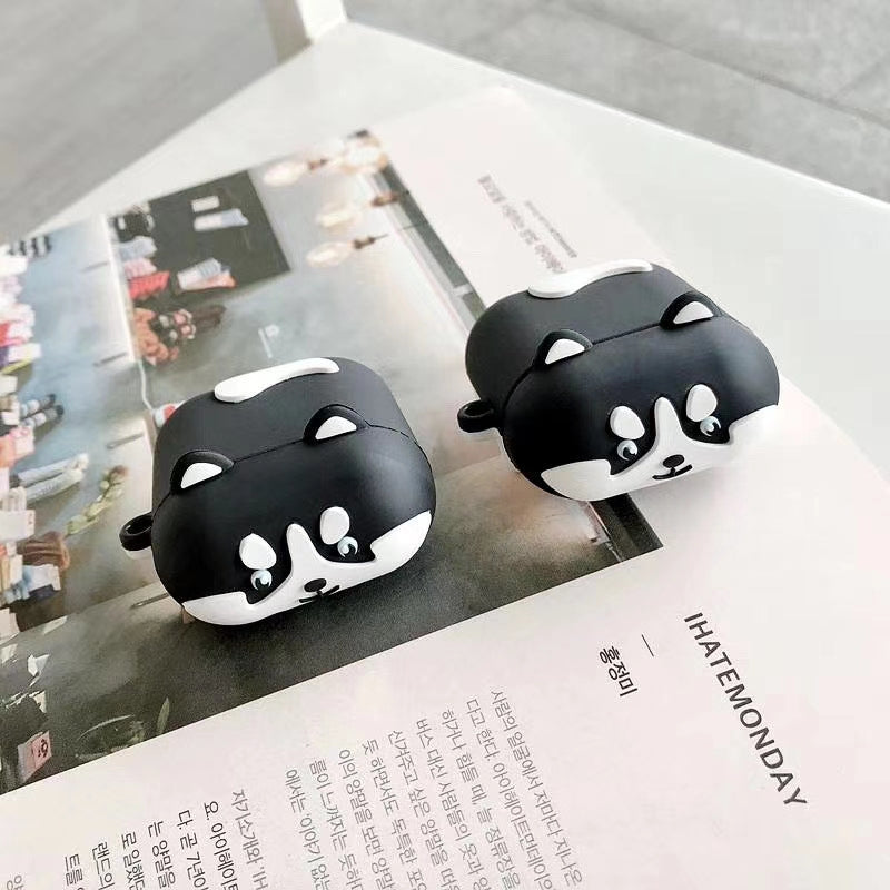 Huskie Dog for Airpods Case for Charging Box Wireless Earphone Cover Case Silicone Headphone Protective Cover Case for AirPods 2