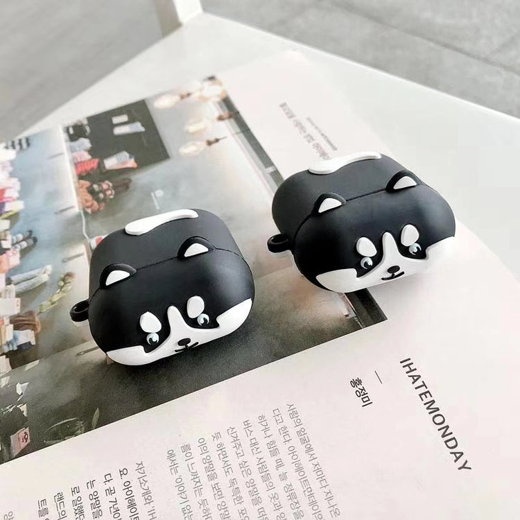 Huskie cão para airpods caso para caixa de carregamento sem fio fone de ouvido capa caso silicone capa protetora para airpods 2