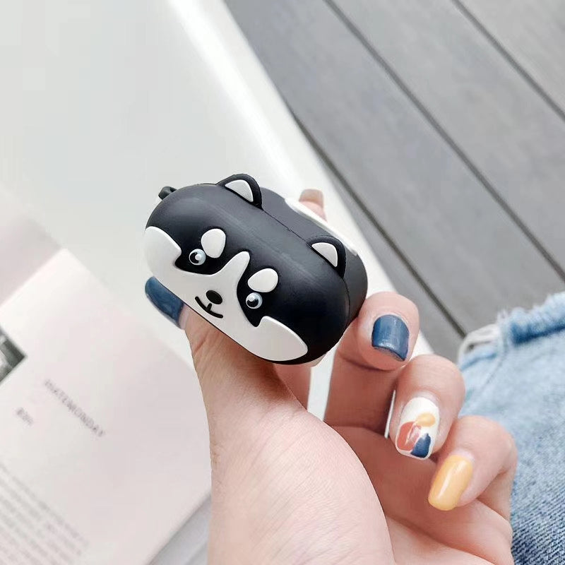 Huskie Dog for Airpods Case for Charging Box Wireless Earphone Cover Case Silicone Headphone Protective Cover Case for AirPods 2