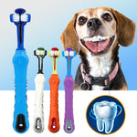 Escova de dentes macia para animais de estimação, gato, com três lados, borracha, mau hálito, tártaro, ferramenta para dentes, acessórios para animais de estimação