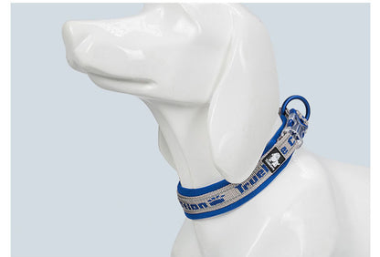 Embroider Neoprene Pet Dog Collar -Nylon Adjustable Dog Collars For Bigand  Small Dogs- Running Reflective .