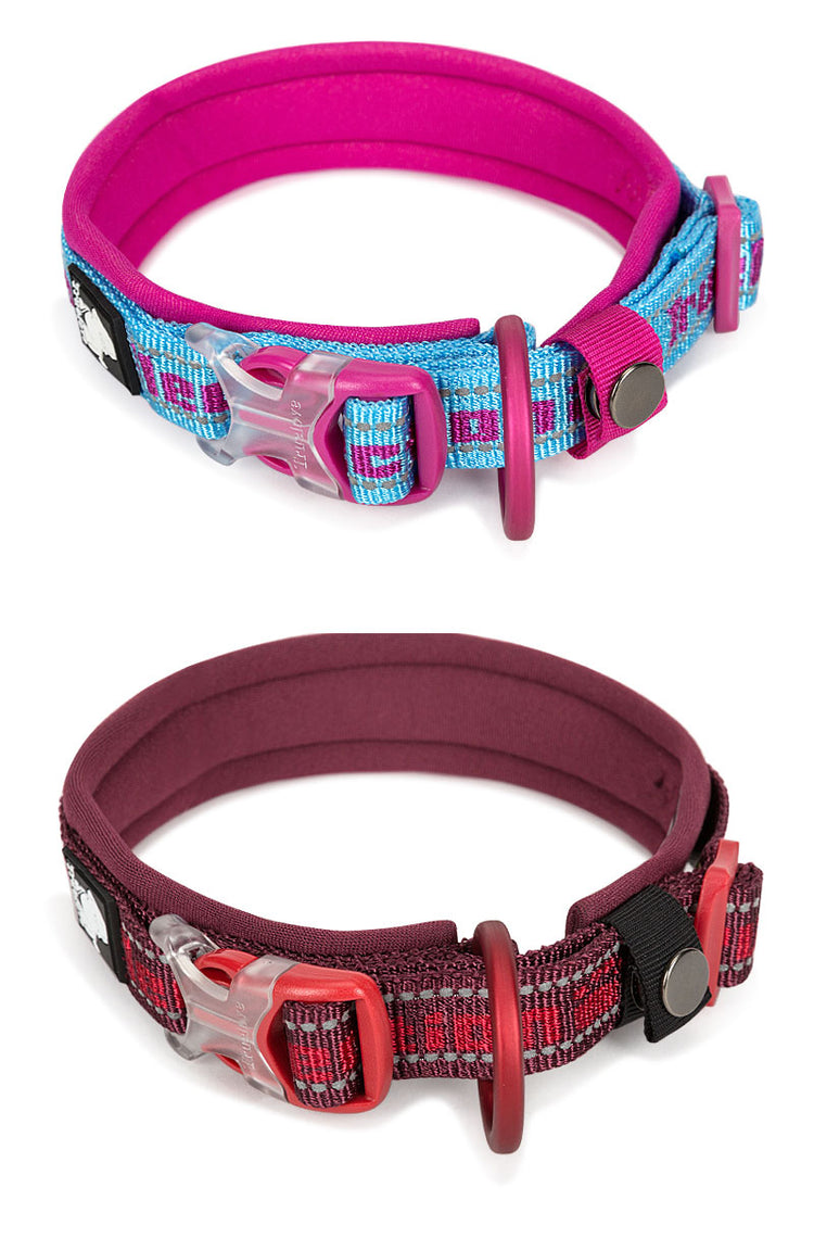 Embroider Neoprene Pet Dog Collar -Nylon Adjustable Dog Collars For Bigand  Small Dogs- Running Reflective .