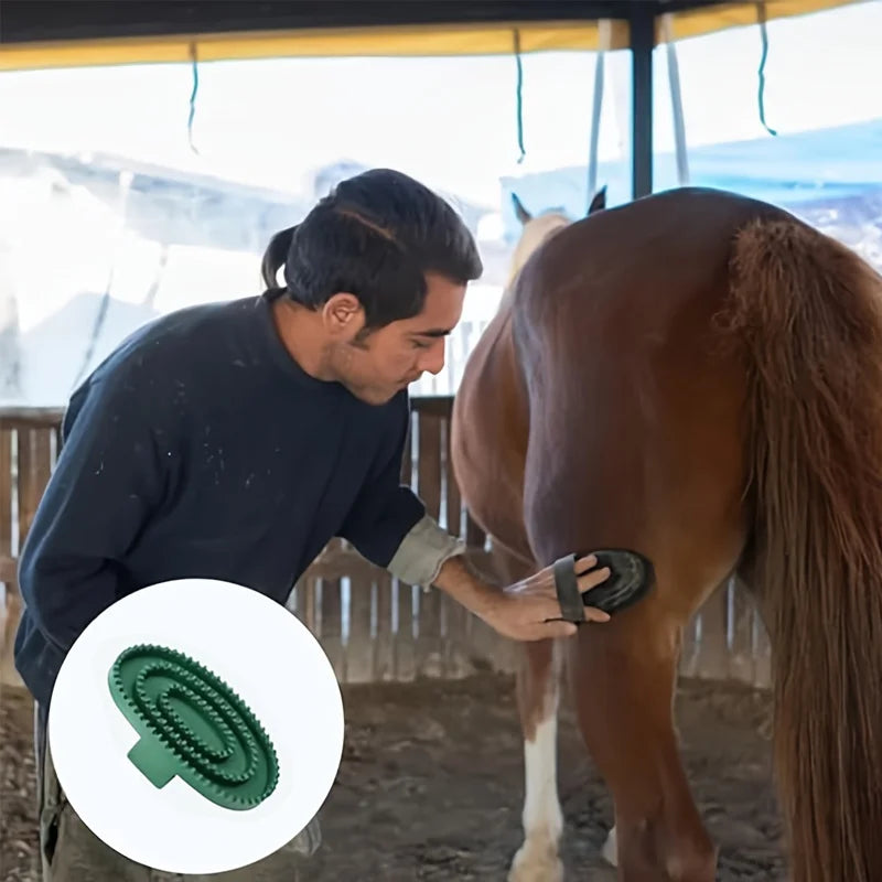 Rubber Horse Grooming Brush – Massage & Cleaning Tool