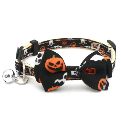 Halloween Pet Cat Collar with Bell Bow knot Kitten - Necklace Adjustable Safety Buckle Strap