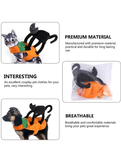 Halloween Pet Costume- Pumpkin Black Cat Costumes for Dogs, cats