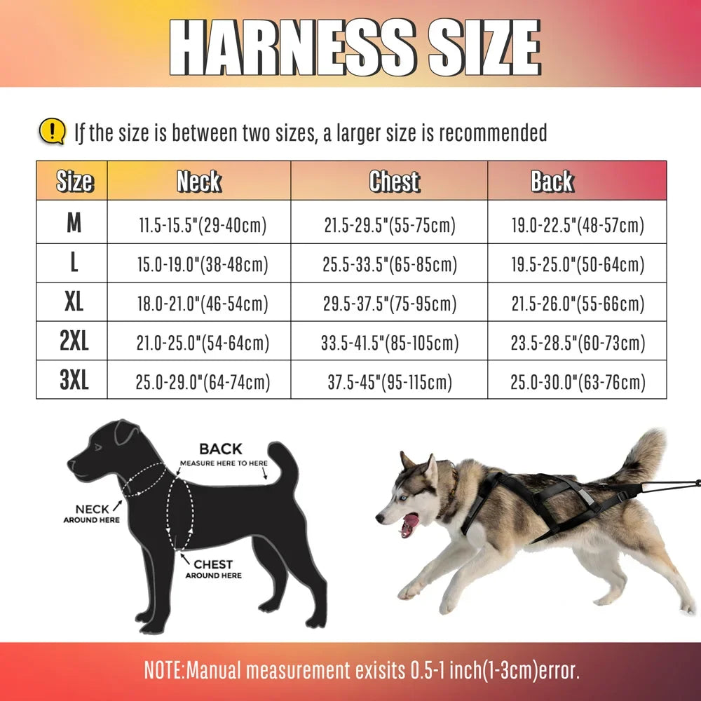 Dog Sled Harness X-Back for Large Dogs husky – Weight Pulling, Canicross, Skijoring & Scootering Harness