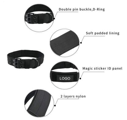Adjustable Dog Collar Classic Reflective -Training Military Dog Collar- Nylon Heavy Duty Tactical Dog Collar German Shepherd