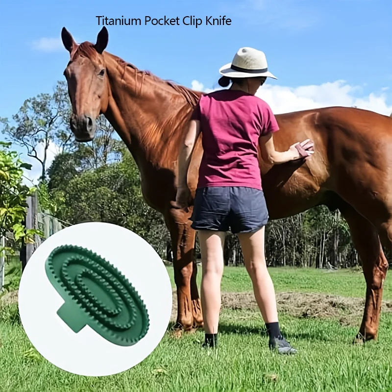 Rubber Horse Grooming Brush – Massage & Cleaning Tool