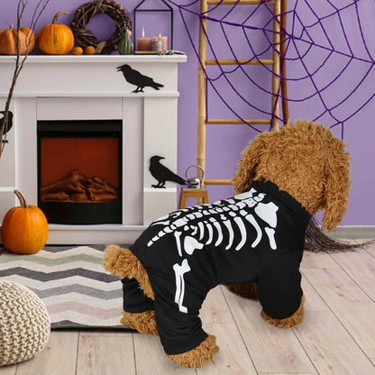 Halloween Dog Skeleton Costume Props for Puppy Kitten Beauty Contests Party