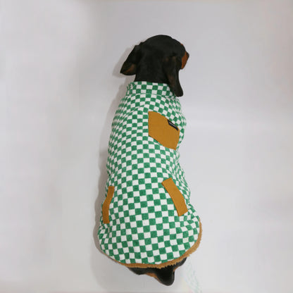Warm Plaid Jacket for Badger Dogs- Elegant Comfort Winter Coat -Thickening Sweater Cardigan for Small Media Dachshund Dogs