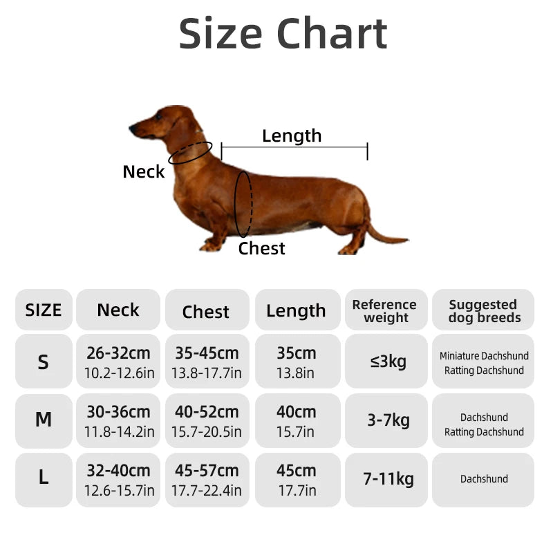 Autumn/Winter Dog Clothes for Dachshund -Soft Warm Water Repellent Dog Jacket for Sausage