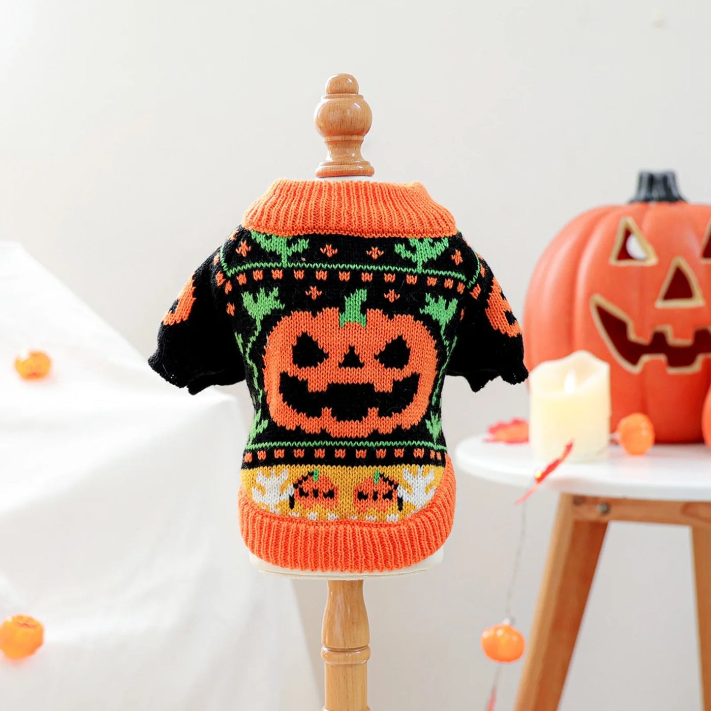 Halloween Sweater Dog Coats For Small Dogs- Knitted Winter Warm- Pet Small Breeds