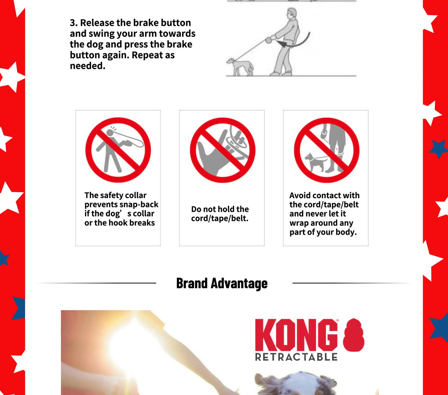 KONG Retractable Dog Leash tape 16ft (Up to 110 lbs)